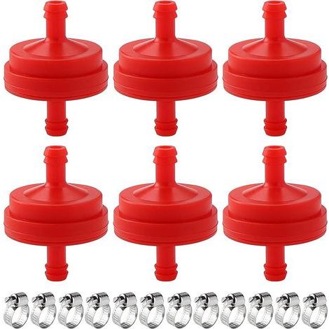 6 Pièces 1/4" I.D. Filtres à Carburant en Ligne, Filtre à Carburant 150 Microns pour Tondeuse à Gazon, avec 12 Pièces Pinces, Compatible avec BS 298090 298090s (1/5)
