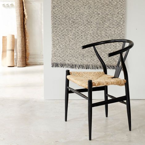 Chaise en mindi massif et assise tissée (1/5)