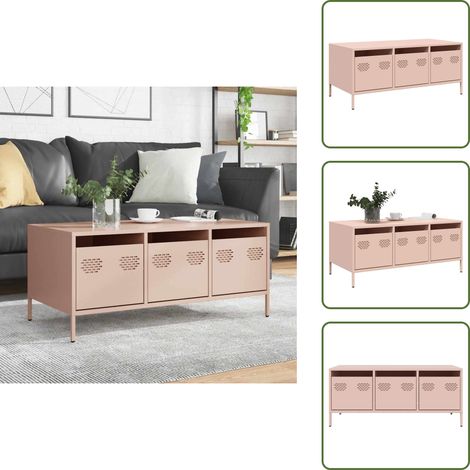 Table basse rose 101,5x50x43,5 cm acier laminé à froid - Table Basse - Tables Basses - Table D'appoint - Bout De Canapé (1/5)