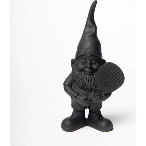 Figurina decorativa - BLOGO - Pachito - Nero - 29 cm - Nano da giardino giocatore di padel