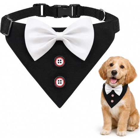 Nœud Papillon pour Chien, Bandana Smoking Réglable en Coton, Léger et Respirant avec Clip, Confortable pour Petit et Moyen Chien, Idéal pour Noël, Mariage, Anniversaire, Costume Chien (1/5)