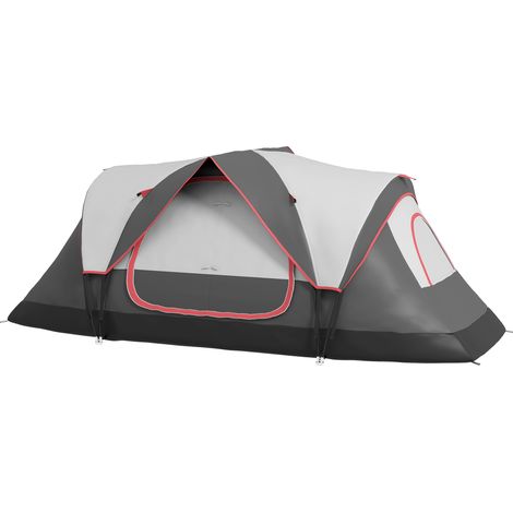 Tente de camping 2 chambres mur de séparation 6-8 personnes imperméable gris