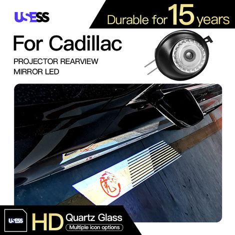(2 pièces - Année du Tigre) Éclairage LED pour voiture, compatible avec Cadillac CT4, CT5, CT6, ATS et Escalade : éclairage d'accueil pour rétroviseur, projecteur de tapis, effet laser fantôme. (1/4)