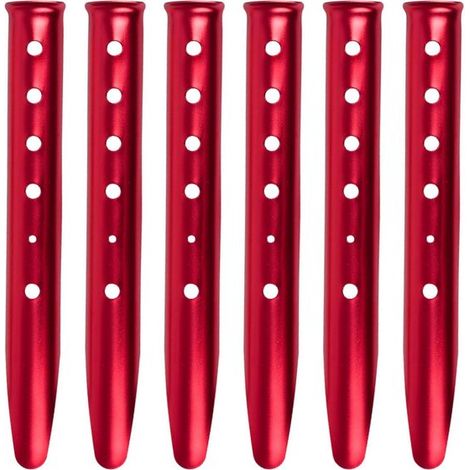 Estacas metálicas resistentes para tiendas de campaña, 6 piezas - Clavos de aluminio en forma de U para camping, playa y nieve (31 cm) (1/5)
