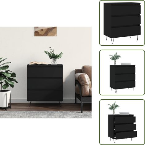 Aparador negro - vidaXL Aparador de madera contrachapada negro 60x35x70 cm - Madera de ingeniería