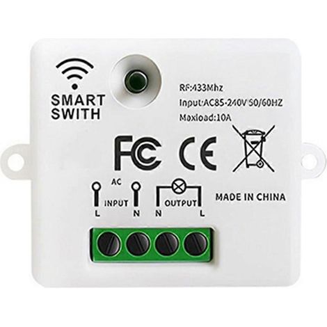 433-MHz-Funk-Schalter, Bedienfeld, 10-A-Minischalter, Empfänger-/Sendermodul für Schlafzimmer (1/5)