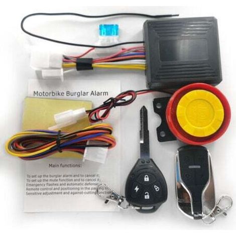 Alarme moto, alarme moto, alarme antivol, démarrage/arrêt à distance avec clé/télécommande (télécommande avec pile bouton intégrée)