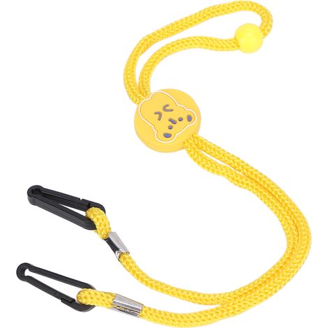 Lanière d'oreille en nylon à motif dessin animé, légère et réglable, cache-bouche avec cordon de fixation jaune (1/5)