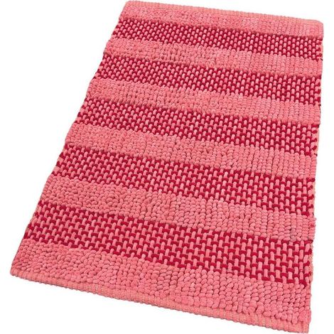 Tapis de Bain Chambre Coton Tressé Lavable Doux Tridimensionnel Absorbant Rose - 50x80 Cm (1/4)
