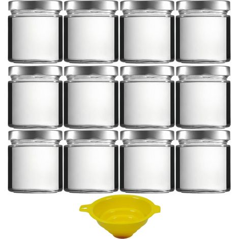 Lot de 12 bocaux de conservation en verre avec bouchon à vis sans PVC 400 ml + entonnoir (1/5)