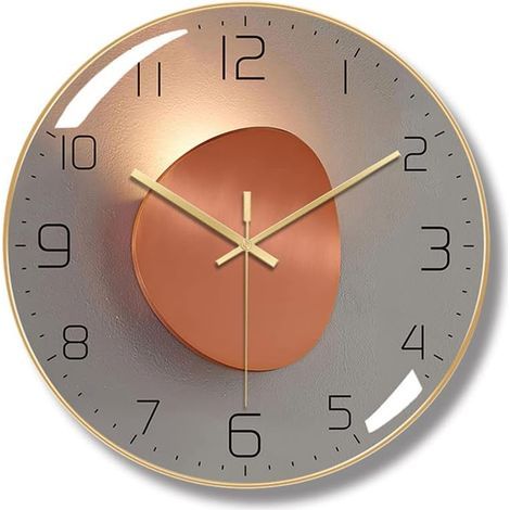 Moderne leise Wanduhr, 30 cm digitale Wanduhr, runde digitale Quarz-Wanduhr, geeignet für Wohnzimmer, Büro, Schlafzimmer, Küche (Gold) (1/5)