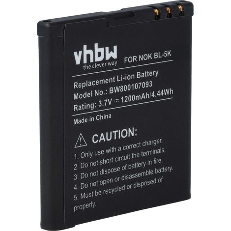 vhbw Akku kompatibel mit Nokia N86, N85, N86 8MP, T7, C7, C7-00, X7, 701, Oro, X7-00, X7-00 8GB Handy Smartphone Telefon (1200 mAh, 3,7 V, Li-Ion) (1/5)