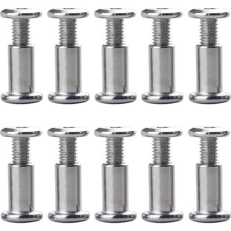 Lot de 10 vis M6 x 20 mm, boucles de ceinture, boulons de fixation, vis de fixation, attaches en cuir pour meubles, selles en cuir pour trous de 8 mm de diamètre (1/3)