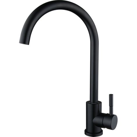 Rubinetto da cucina nero, miscelatore da cucina girevole a 360°, rubinetto da cucina con beccuccio alto, rubinetto per lavello nero caldo e freddo disponibile (1/4)