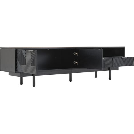 Moderner TV-Schrank Schwarz 200x40x51 cm mit geometrischem Muster und Stauraum (1/5)