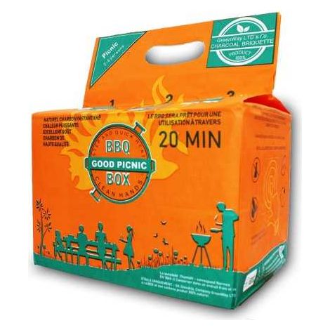Sud Bois – Barbecue charbon BBQ-BOX 3 heures de combustion – Prêt en 20 minutes – Pour jusqu'à 15 personnes – Charbon naturel, écologique