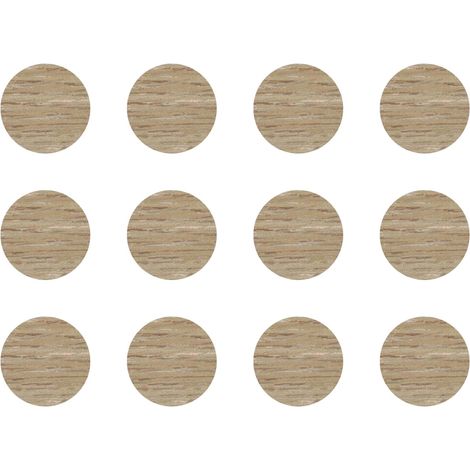 12x Cache vis adhésif autocollant diamètre 40mm protection bouchon trou obturateur meuble table chaise maison, Chêne bardolino