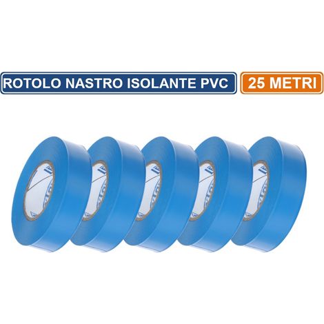 CONFEZIONE 5 PEZZI NASTRO ISOLANTE IN PVC BLU 25 METRI SPESSORE 0.13MM (1/3)