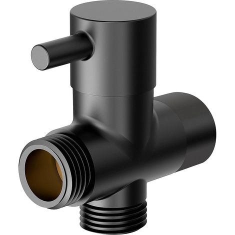 Duscharm aus Messing – 1-teilig – Massives, mattschwarzes Messing – 3-Wege-Umstellventil G1/2" – Modernes Badezimmer – 6,5 x 6,3 x 2 cm (1/5)