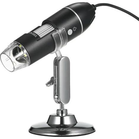 Microscope numérique Crezuo avec deux millions de pixels, zoom 1000x et support métallique pour appareils iOS et Android. (1/4)