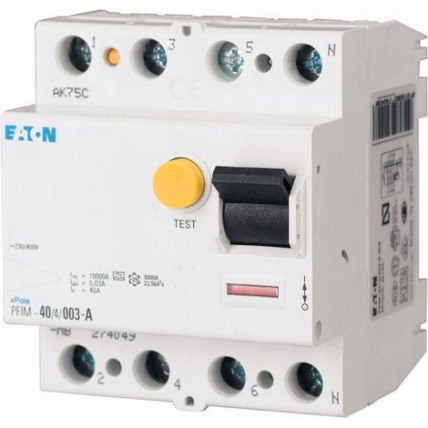 Interruptor diferencial Eaton 63A sensibilidad 0,1A
