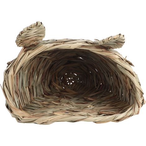 Tête de lapin tressée en paille, en forme de Chinchilla, Hamster, hérisson, herbe, nid de maison chaud (1/5)