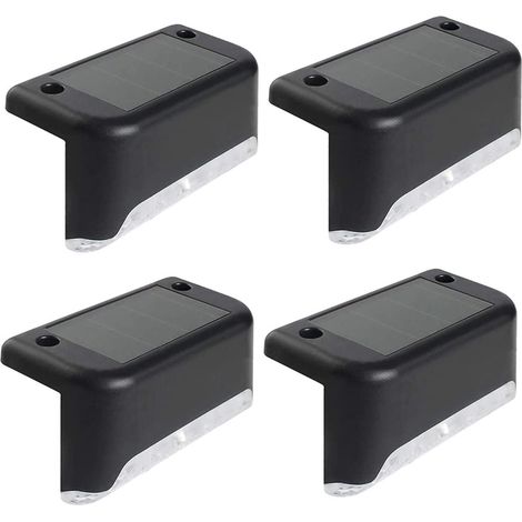 Lot de 4 lampes solaires d'extérieur étanches à LED pour escaliers extérieurs, marches, clôtures, cour, patio et allée (1/5)