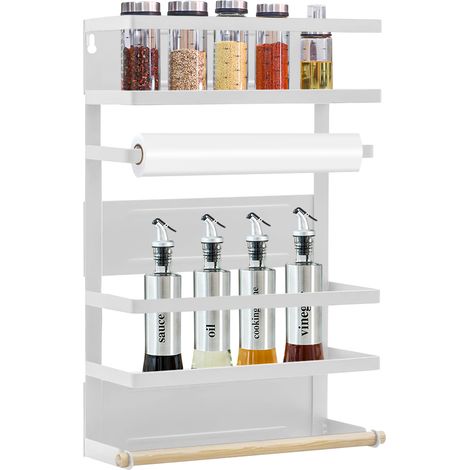 Dello scaffale di stoccaggio del frigorifero della cucina dello scaffale a 5 livelli,Carico 30kg,30×12×46cm,Bianco (1/5)