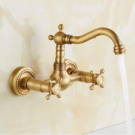 Mitigeur mural, laiton, eau chaude/froide, pour lavabo mural (1/5)