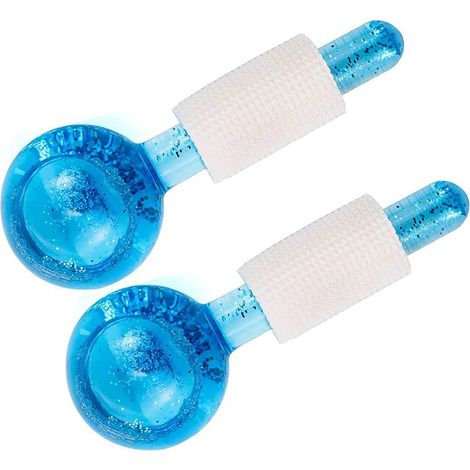Lot de 2 rouleaux de massage facial à froid avec billes de verre antigel pour réduire les poches, les pores et les rides. (1/5)