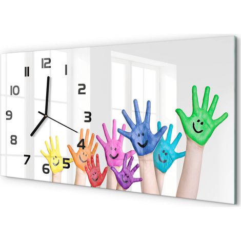 Horloge Murale Panoramique Minimaliste 60x30 cm Design Épuré Moderne Mains peintes (1/5)
