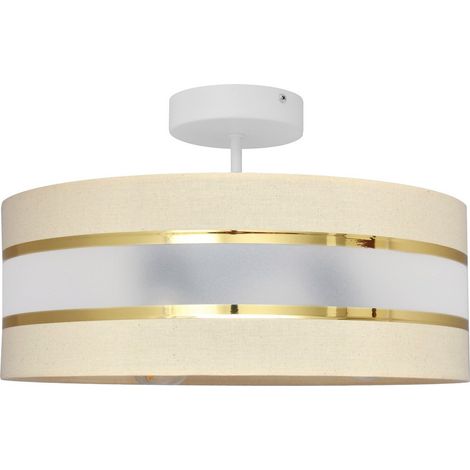 Helam HELEN Plafonnier Suspension Cylindrique Ecru, Doré, Blanc 40cm