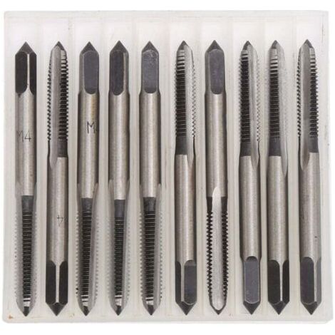 NALOOKAMIC Lot de 10 tarauds métriques à tête conique M4, tarauds métriques en acier au carbone, pour percer des trous filetés dans le bois, le plastique et l'aluminium (1/3)