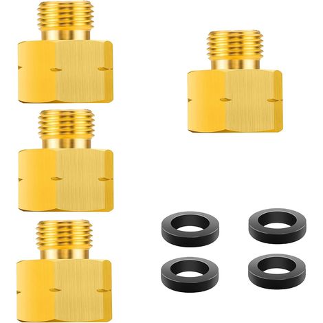 Lot de 2 adaptateurs de gaz GPL en laiton 3/8" x 1/4" AG lks - Raccords de tuyau de gaz IG 3/8" x AG 1/4" gauche - Pour réchaud à gaz, réchaud de camping (1/5)