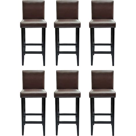 Maison Exclusive - Barshocker 6 Stk. Braun Kunstleder (1/5)