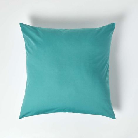 HOMESCAPES Taie d'oreiller Sarcelle 100% coton Egyptien 200 fils 80 x 80 cm