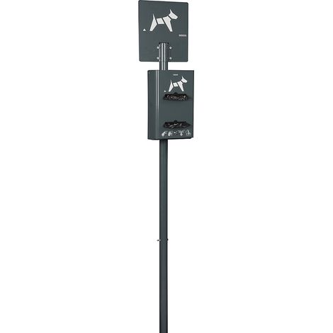 Borne de propreté sur poteau à enfouir Hygeca - 400 sachets / 2 rouleaux - anthracite mat - RAL 7016 (1/4)