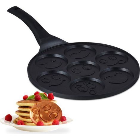 Poêle À Pancakes - Aluminium - Revêtement Anti-adhésif - 7 Emplacements Souriants - Pour Gaz Céramique Induction - 1 Pièce (1/5)