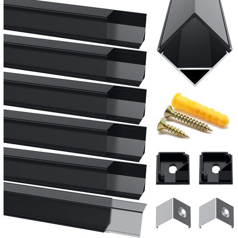 Profilo LED alluminio angolare Nero 6x1m Set strisce (1/5)