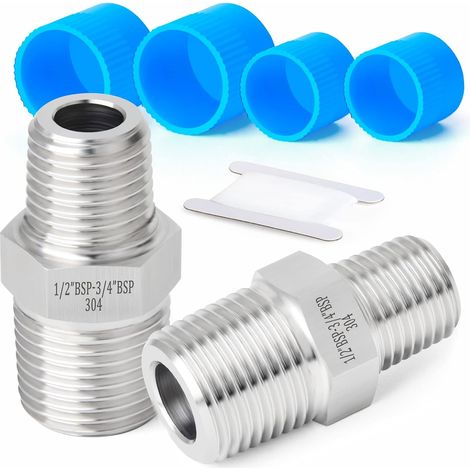 5 pièces 1/4 "mâle BSP x 3/8" mâle filetage forgé en acier inoxydable réducteur hexagonal mamelon connecteur SUS 304 raccords de tuyauterie - 3/4 1/2 (1/5)