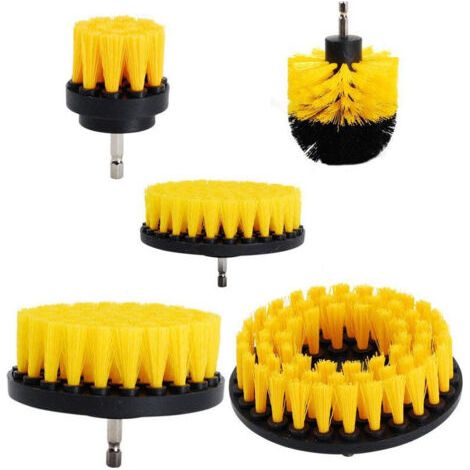 5 pièces Brosse Perceuse, Outil de Brosse Perceuse Nettoyage Kit, Drill Brush pour Surfaces de Salle de Bain, Sol, Baignoire Carreaux et Voiture (jeu de 5 (2" 3.5" 4" solide 5" solide 5" creux)) (1/5)