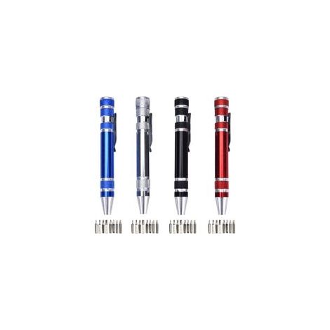BRAVIX 4 Sets Set de Tournevis Tournevis Aimanté Tournevis Pen 8 en 1 Mini Tournevis Précision Kit Stylo à Bille Design Kit de Réparation Fendue Portable pour Laptop Montre Bijou Jouets Lunettes etc