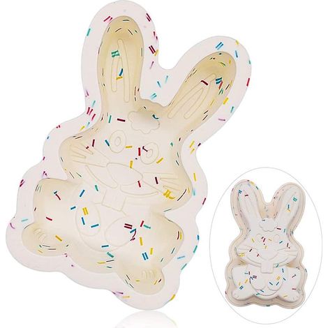 Antihaftbeschichtete 3D-Hasenform aus Silikon für Kuchen, Fondant, Seife, Gelee und DIY-Backwaren – Osterform für Kuchen und Dekorationen (1/4)