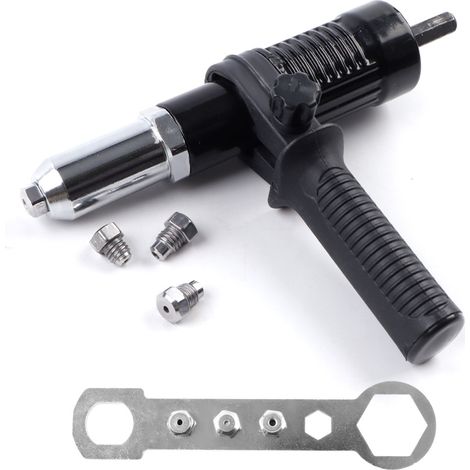 Elektrische Nietpistole aus Aluminiumlegierung, Kernauszieh-Nietpistolenkopf, Nietwerkzeugadapter, Adapter für elektrische Bohrmaschine (1/4)
