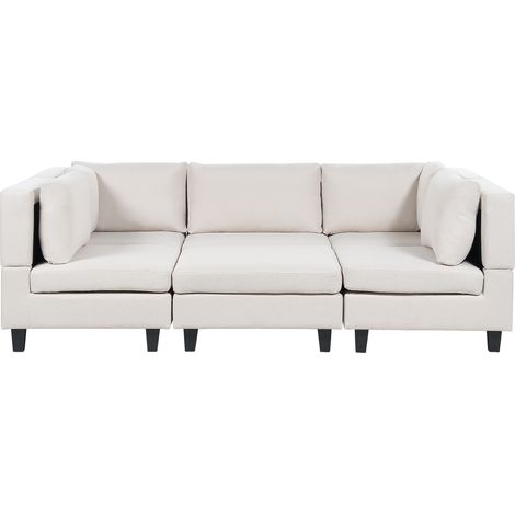 Sofá modular moderno 5 plazas tapizado tela poliéster respaldo acolchado con otomana forma de U beige claro Unstad