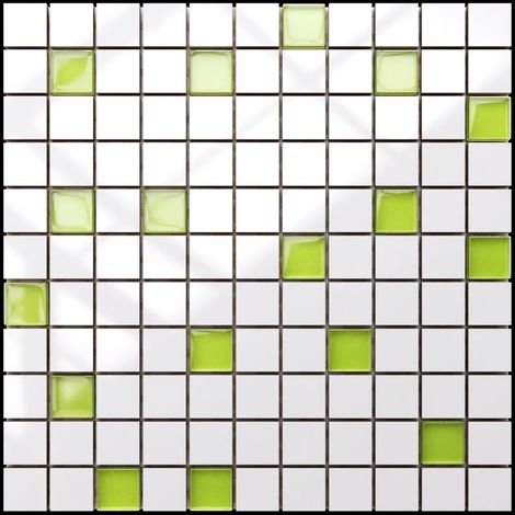 Ilcom mosaico in ceramica con inserti in vetro per bagno o cucina 30cm x 30cm - Spring greens (1/5)