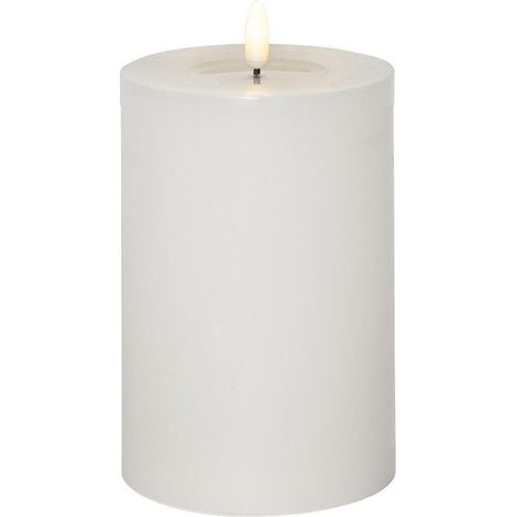 Star Trading Bougie Flamme Flow Big, bougie ronde, LED, blanche, minuterie, pile, blanc chaud, 17,5 cm