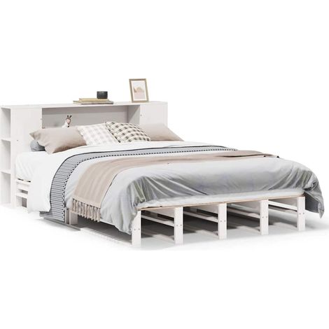 Maison Exclusive - Letto Libreria senza Materasso Bianco 140x190 cm Legno Massello