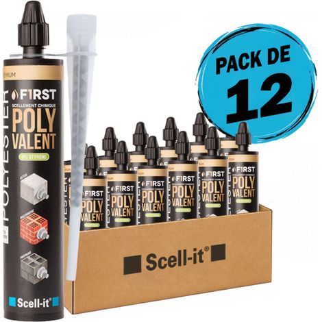 SCELL-IT Pack de 12 Scellements chimiques polyvalent FIRST300B ton pierre 300ml