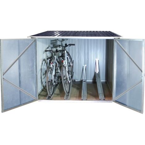 Box per Biciclette 203x203x162 cm in Metallo Antracite e Bianco (1/5)